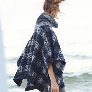 Anthropologie Sleeping on Snow Wintertide Reversible Turtleneck Sweater Poncho